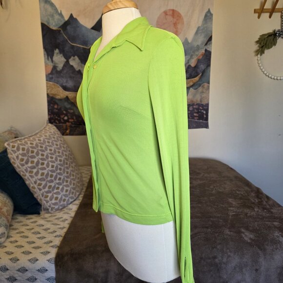 Dolce & Gabbana Jeans Women’s XS Sheer Lime Green Button Up Blouse Top Italy - Picture 13 of 16